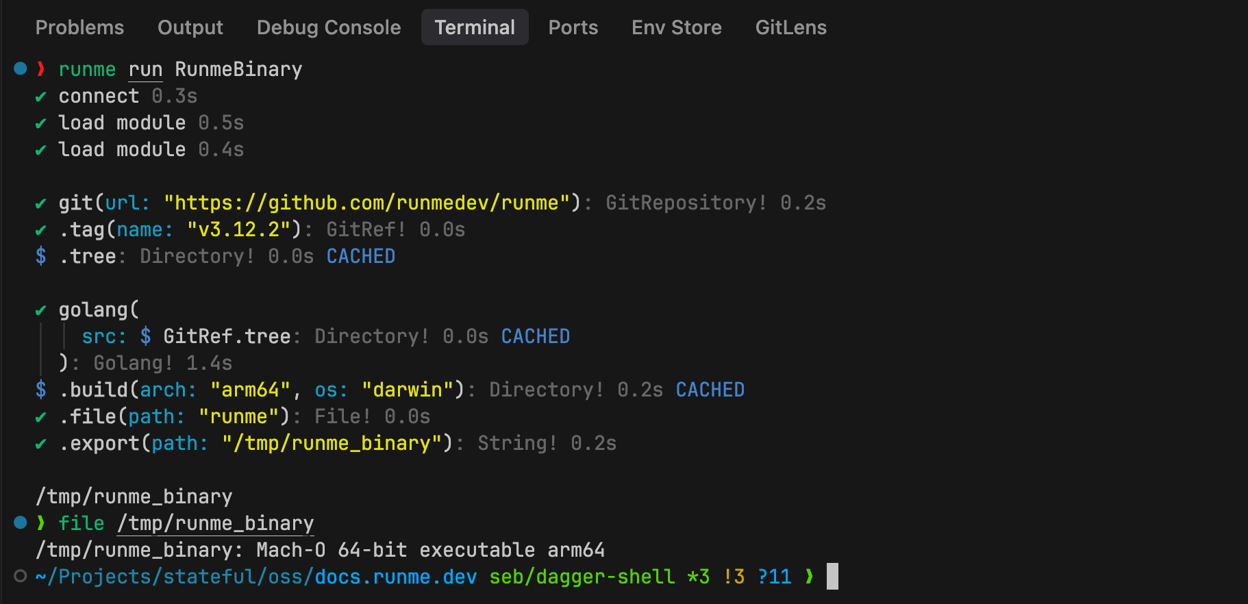 build runme binary via named cell